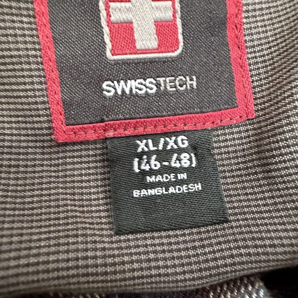 Swiss Tech Button Front Shirt Mens Sz XL Mambo Brown Plaid SM47Y118‎